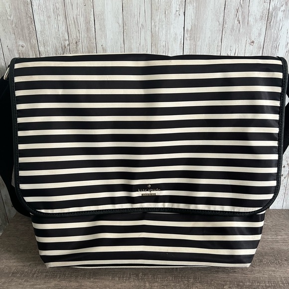 kate spade Handbags - Kate Spade Black and White Striped Messenger Bag